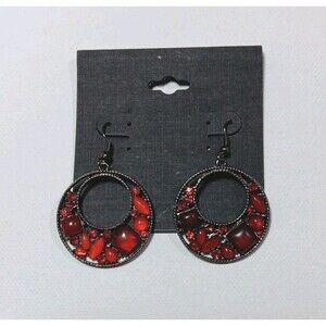 Earrings Black Red Costume Jewelry